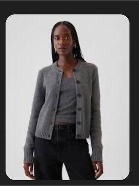 Gap CashSoft crew Crop Cardigan - charcoal grey xs